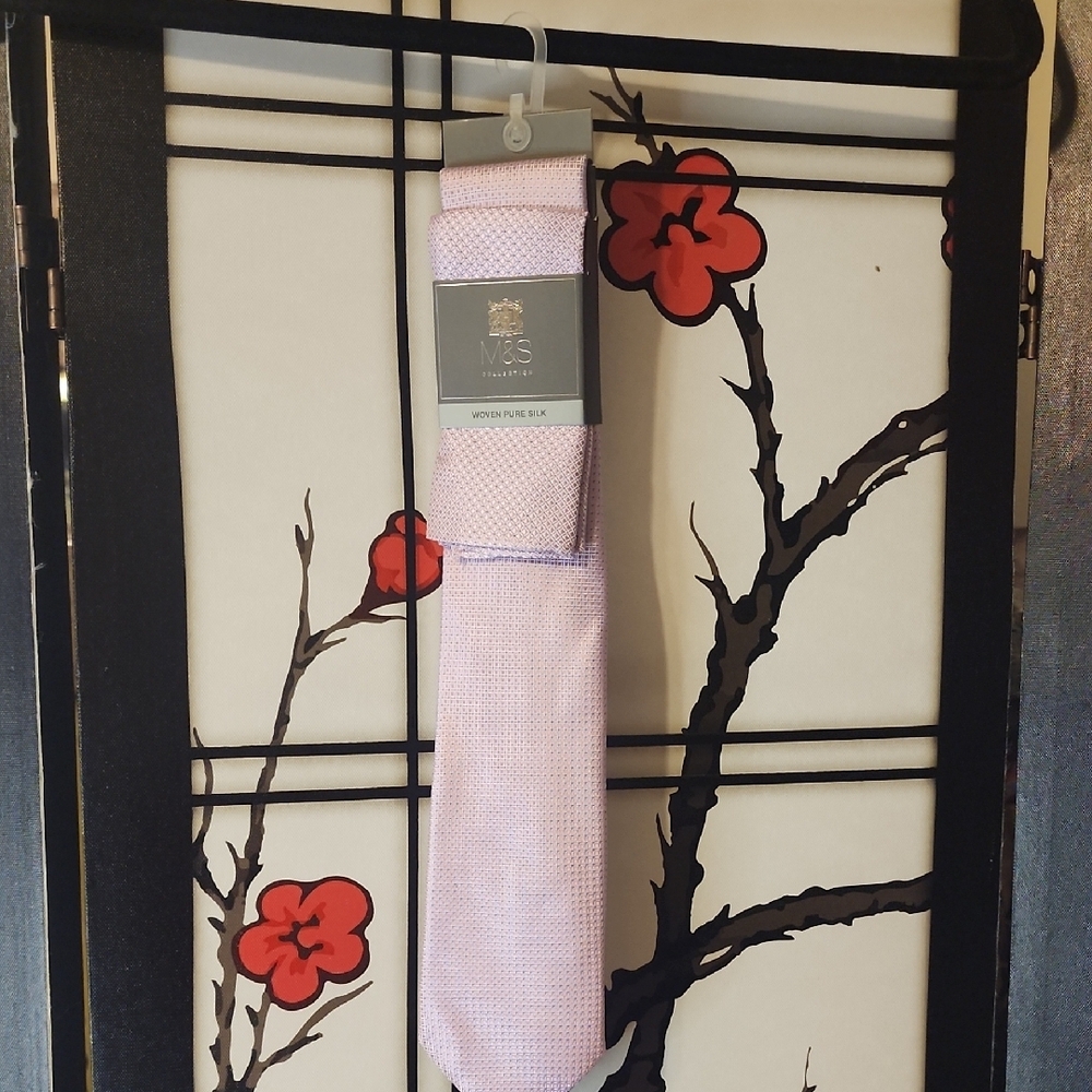 M&S Collection Silk Tie in Light Pink